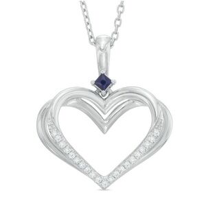 Vera Wang Silver Heart Necklace with Blue Accent